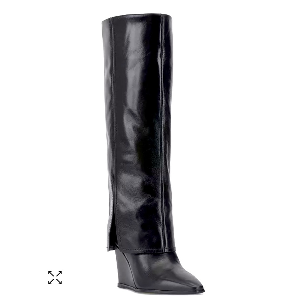 Vince Camuto Women's Tibani Fold-Over
Wide-Calf Cuffed Knee-High Wedge Boots
